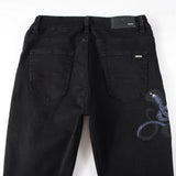Amiri Jeans Casual Hip Hop Wash Splash-Ink Painted Slim Jeans Casual Fashionable 8560
