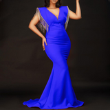 Mariah Carey See through Dress Sexy Tassel Evening Party Dress Bridesmaid Dress