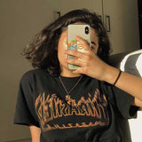 Thrasher T Shirt Flame Print round Neck Couple Style