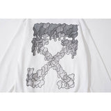 Off White Sweatshirts Long Sleeve round Neck Neck Sweater Autumn and Winter Gray Melting Arrow Pattern round Neck Pullover Terry Sweater