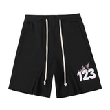 Rrr123 Shorts Summer Vintage Print Drawstring Loose Cotton Sports Shorts