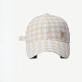 Vintage Check Baseball Cap Black and White Plaid