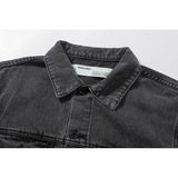 Arrow Denim Jacket Jean Coat off Ow White Letter Denim Jacket Coat Owt Arrow Washed Distressed Men and Women