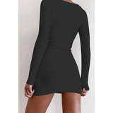 Sweater Dress Outfit With Tights 2 Piece Set Dress Sexy Slit Slim Long Sleeve Sweater Women