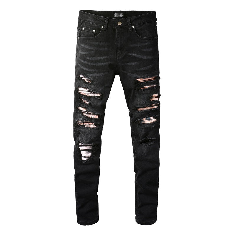 Amiri Jeans Casual Hip Hop Wash Splash-Ink Painted Slim Jeans Casual Fashionable 841