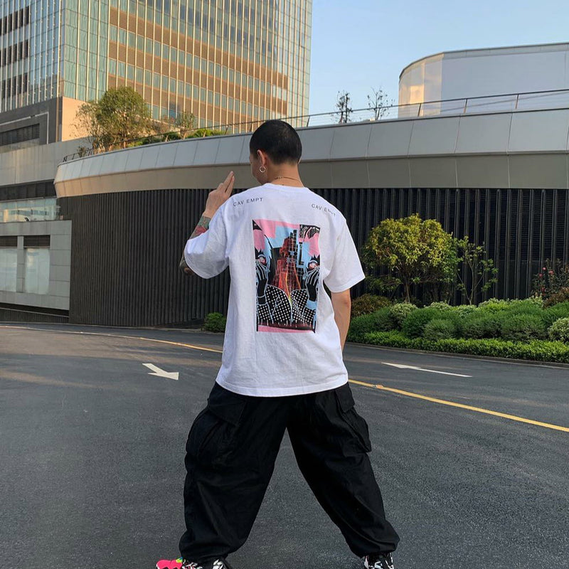 Cavempt Ce C.E19ss Life Cav @ Empt Cartoon Cartoon Fashion Brand Printing Men's and Women's round Neck Short Sleeve