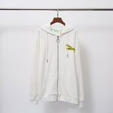 Off White Zipper Hoodie Autumn and Winter Zipper Hooded Jacket Sweater