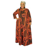 Women Plus Size Maxi Dresses Long Loose Big Hem Printed Dress