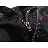 J Shaped Jeans New Men's Jeans Slim Straight Zip Pleated Trousers