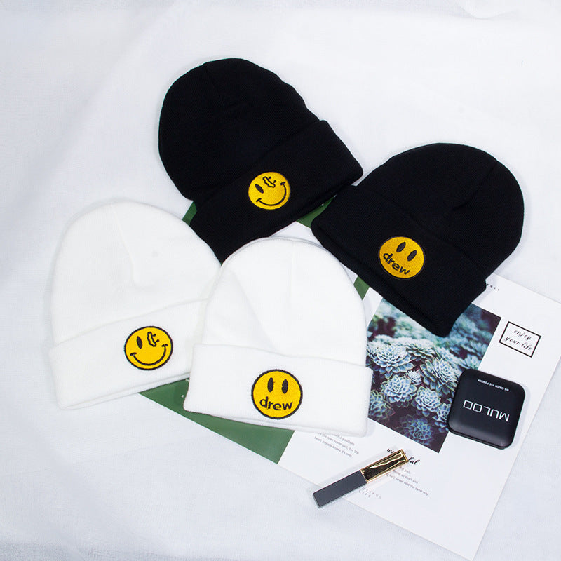 Justin Bieber Toque Autumn and Winter Smiling Face Smiling Face Knitted Hat Hip Hop