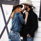 Beth Dutton Outfits Sexy Fashion Long Sleeve Lady's Denim Jacket Shirt Dress