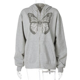Rrr123 Hoodie Butterfly Rhinestone Hooded Sweater