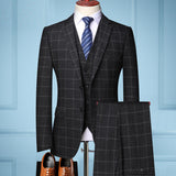 Seersucker Suit Men's Three-Piece Suit