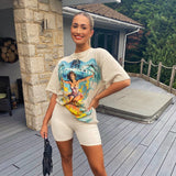 Present Angel T Shirt Present Graffiti Retro Men's and Women's Short Sleeve Loose Casual