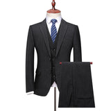 Seersucker Suit Suit Men's Black Vertical Striped Suit Three-Piece Suit Men