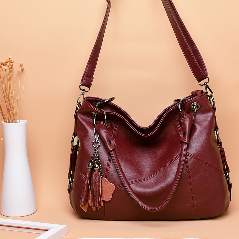 The Teacher Tote Messenger Bag Large Capacity Handbag Women's Shoulder Bags Middle-Aged Pu Women's Bag