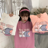 Tom and Jerry Hoodie Sweater Women's Mickey Mouse Large Size Casual