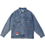 Men's Spring Color Block Denim Coat Men's Printed Jacket Top Large Size Loose Men Denim Jacket