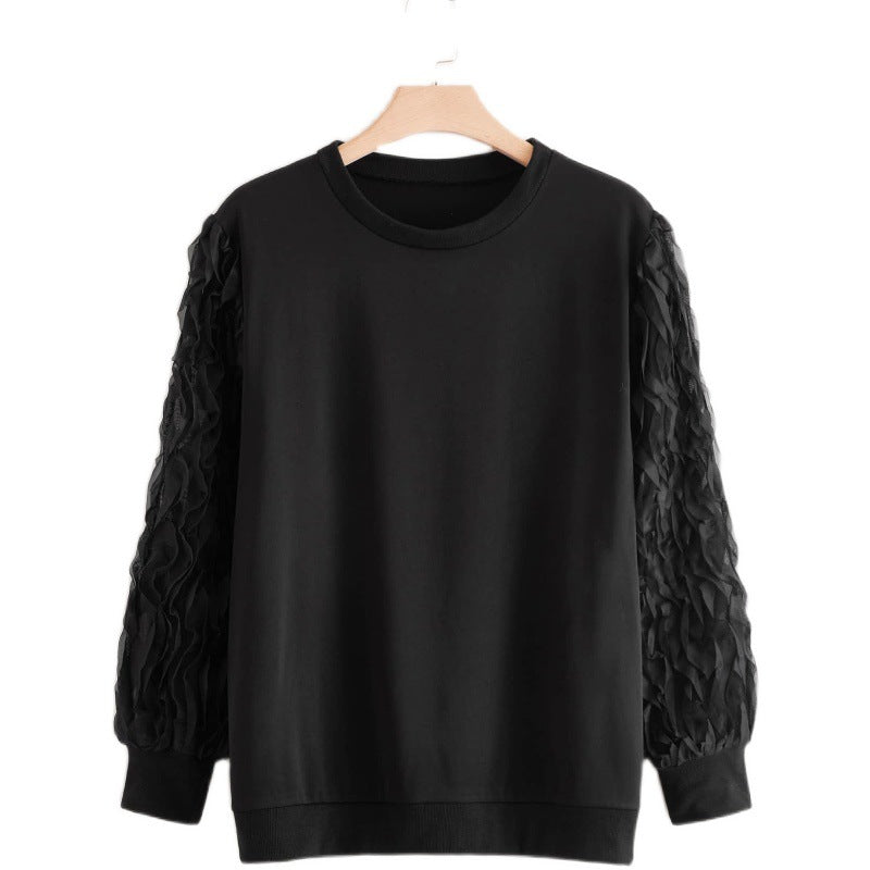 Women Plus Size Tops Long-Sleeved Bubble Sleeve T-shirt