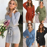 Sweater Dress Outfit With Tights 2 Pieces Set Winter Sweater Sexy Warm Sweater Top Women's Clothing