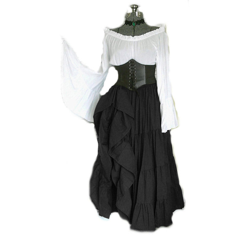 Vintage Empire Waist Dress Renaissance Medieval Long Sleeve Dress