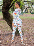 Women Plus Size Jumpsuits Slimming and Fashionable Butterfly Print Casual Long Sleeve Jumpsuit