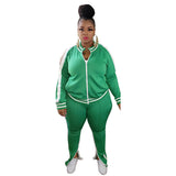 Women Plus Size Co-Ords Contrast Color Fashion Casual Exercise Two-Piece Set