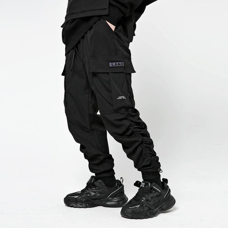 Ankle Banded Pants Men's Large Size Retro Sports Multi-Pocket Cargo Pants Trendy Elastic Waist Skinny Pants Men Pants