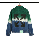 Spray Painted Jacket Gradient Arrow Washed Denim Jacket Coat