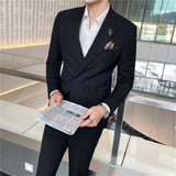 Double Brewed Seersucker Suit Men's Casual Best Man Suit