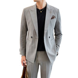 Double Brewed Seersucker Suit Men's Casual Best Man Suit