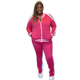 Women Plus Size Co-Ords Contrast Color Fashion Casual Exercise Two-Piece Set