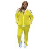 Women Plus Size Co-Ords Contrast Color Fashion Casual Exercise Two-Piece Set