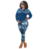 Women Plus Size Co-Ords Camouflage Print Knitted Fashion Casual Two-Piece Suit