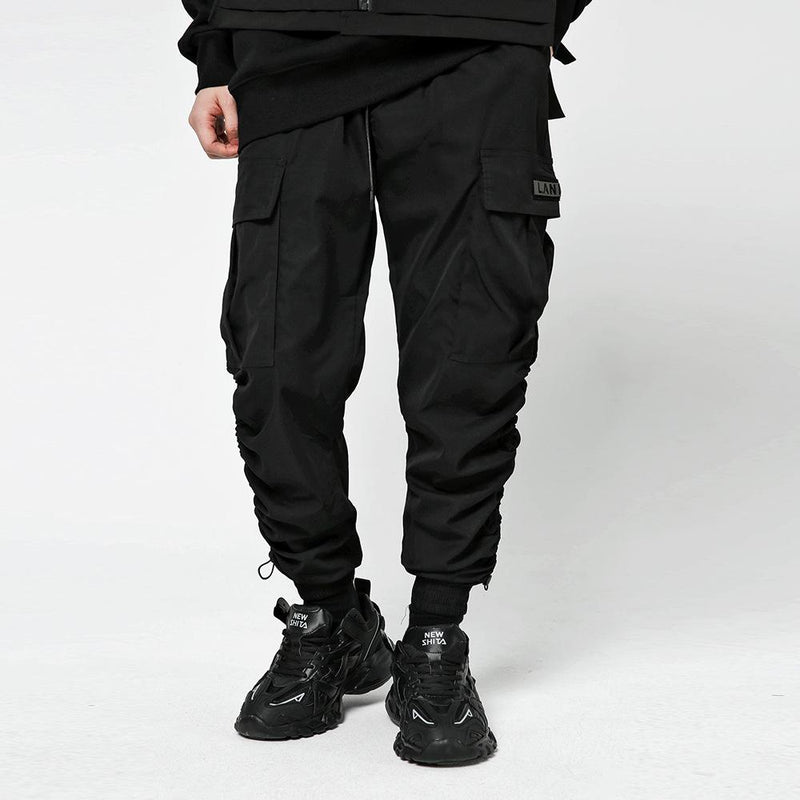 Ankle Banded Pants Men's Large Size Retro Sports Multi-Pocket Cargo Pants Trendy Elastic Waist Skinny Pants Men Pants