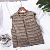 Women Winter Coats Puffer down Vest Lightweight down Vest Women's Short Slim round Neck