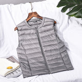 Women Winter Coats Puffer down Vest Lightweight down Vest Women's Short Slim round Neck