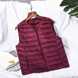 Women Winter Coats Puffer down Vest Lightweight down Vest Women's Short Slim round Neck
