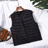 Women Winter Coats Puffer down Vest Lightweight down Vest Women's Short Slim round Neck