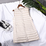 Women Winter Coats Puffer down Vest Lightweight down Waistcoat Women's plus Size round Neck Coat