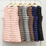 Women Winter Coats Puffer down Vest Autumn and Winter Lightweight round Neck Vest down