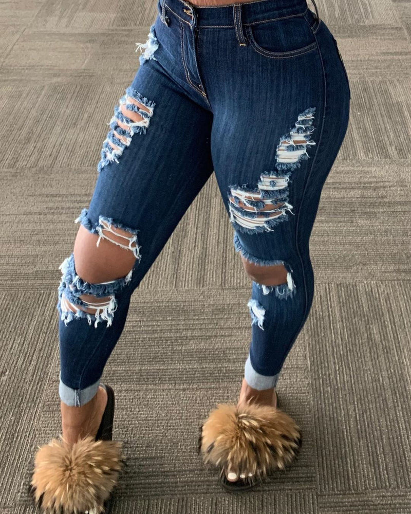 Women Plus Size Jeans Ripped Jeans