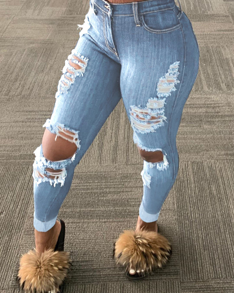 Women Plus Size Jeans Ripped Jeans