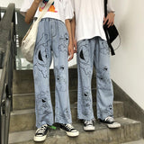 Anime Print Jeans Denim Pants Autumn Fashion Printed Straight Jeans Casual Loose