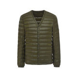 Men Winter Coats Puffer Jacket down Coat Men's V-neck Light Thin down Jacket round Neck Jacket