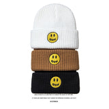 Justin Bieber Toque Smiley Face Woolen Cap Drew Cap Embroidery Men and Women Retro