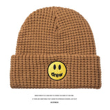 Justin Bieber Toque Smiley Face Woolen Cap Drew Cap Embroidery Men and Women Retro