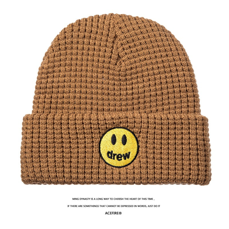 Justin Bieber Toque Smiley Face Woolen Cap Men and Women Retro