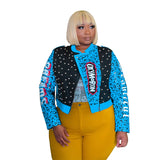 Women Plus Size Jackets Rivet Leopard Print Letter Print Motorcycle Clothing Leather Coat