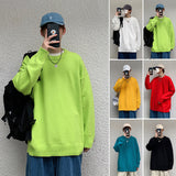 Men's Sweater Fall Winter Men Loose Solid Color round Neck Sweater